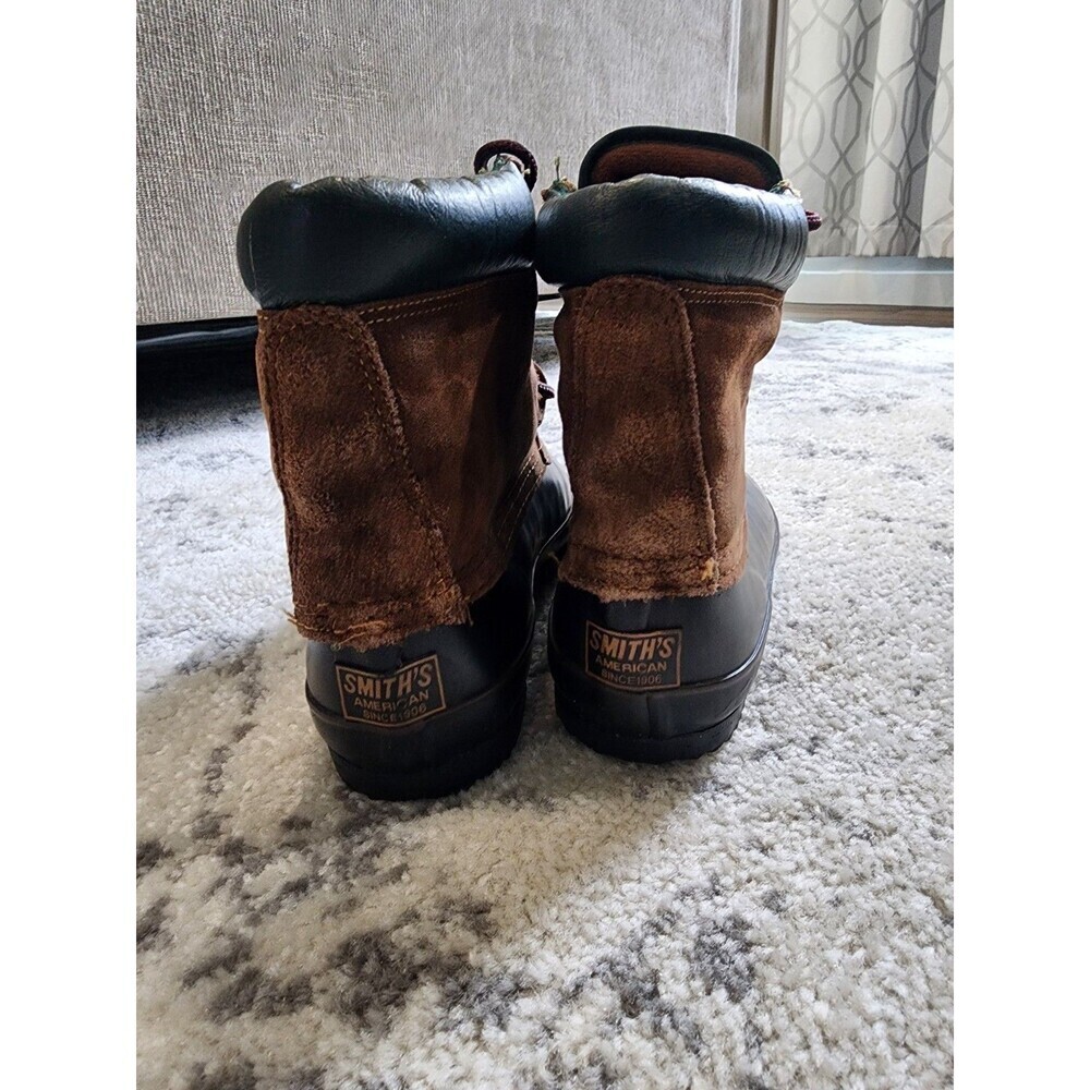 Smith's Thermolite Boots Womens Black Brown Leather Duck Rubber Lace Up Size 8 - Picture 5 of 8